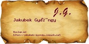 Jakubek Gyöngy névjegykártya